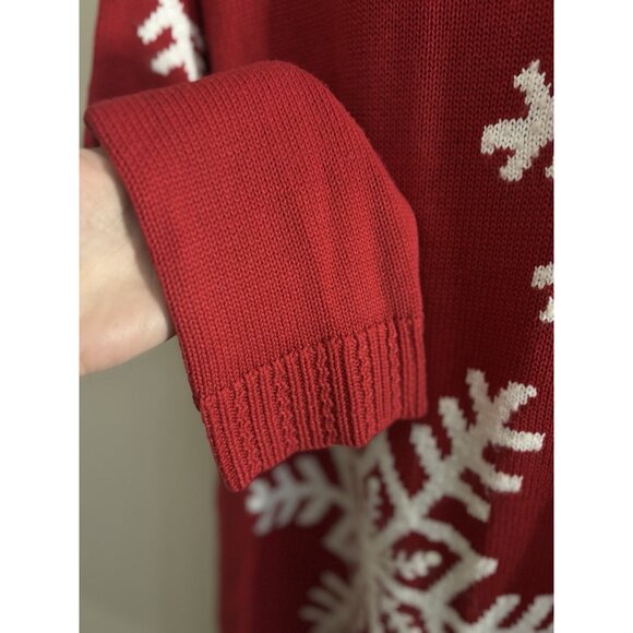 Vintage Quacker Factory Sweater Womens 1X Red Snowflake Christmas Ramie Cotton - Picture 3 of 9